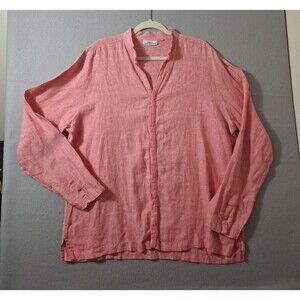 Murano Baird McNutt Shirt Mens XXL Coral Pink 100% Linen Mandarin Collar